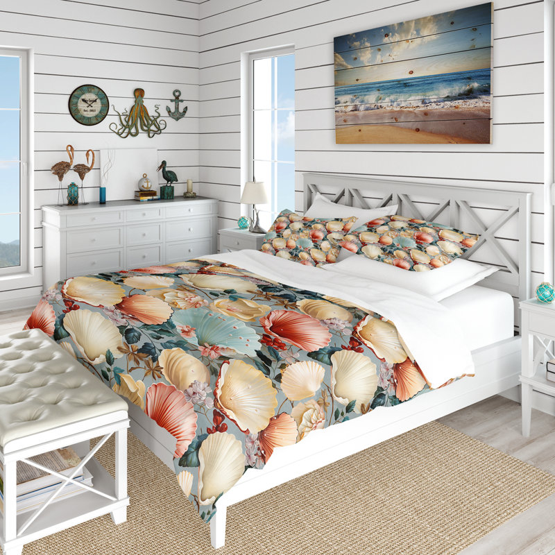 Ensemble de housse de couette Oceanic, Housse de couette simple + 1 taie décorative stan