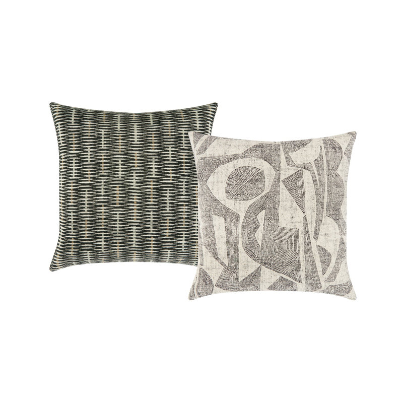 Ebony Coordinated Set of 2 Indoor & Outdoor Throw Pillows, 2