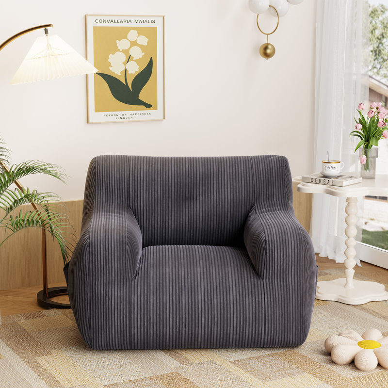 Bean Bag Chair Sofa, Big Comfy Chair For Bedroom Living Room, Bean Bag Lazy Chair For Adults With Pocket Armrests For Gaming, Reading