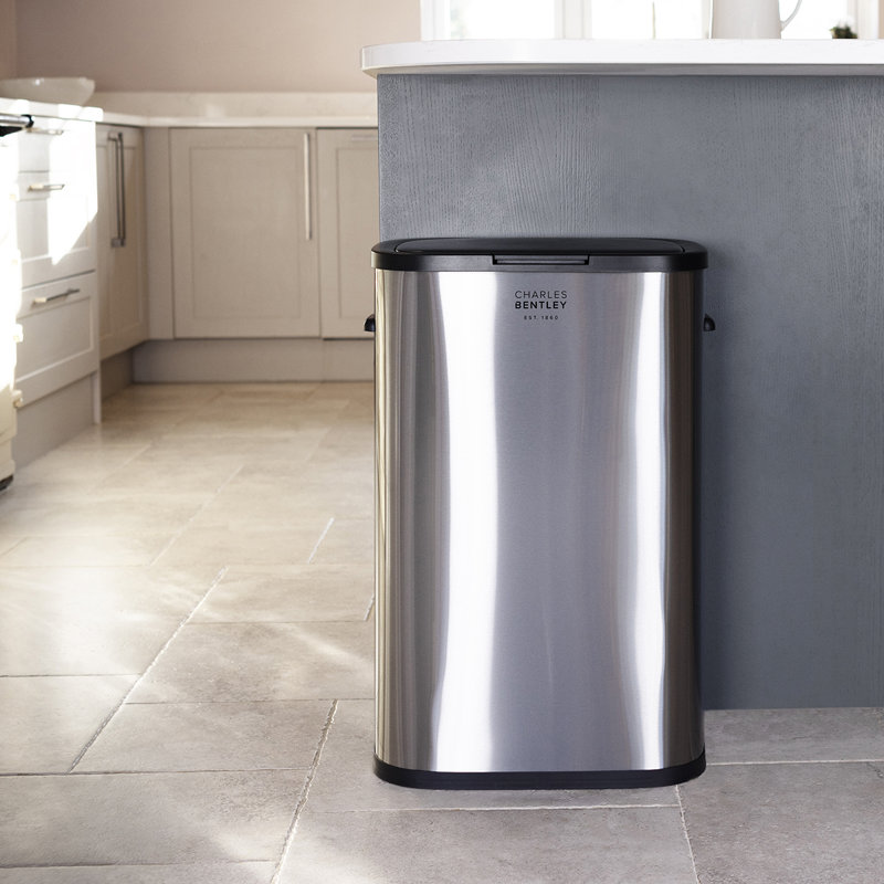 Galvanized Steel Touch Top Kitchen Trash Can - 14.53L