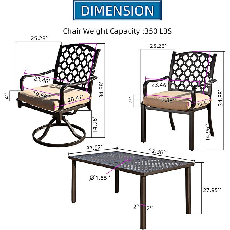 Outdoor 7 Pcs Patio Dining Set, Beige
