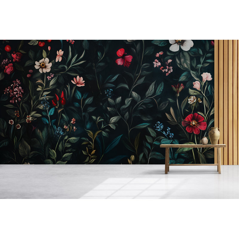 Papier peint floral Midnight Garden, L 120 po x l 80 po, Non tissé