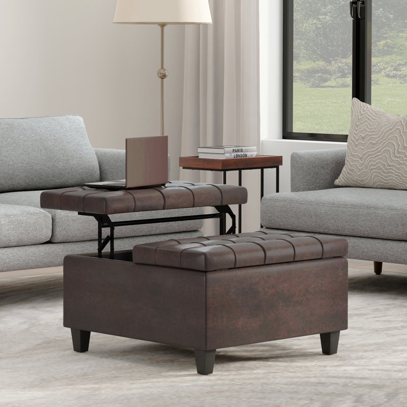 Table basse avec repose-pieds Harrison, Marron foncé, H 16,53 po x L 30,03 po x l 29,96 po