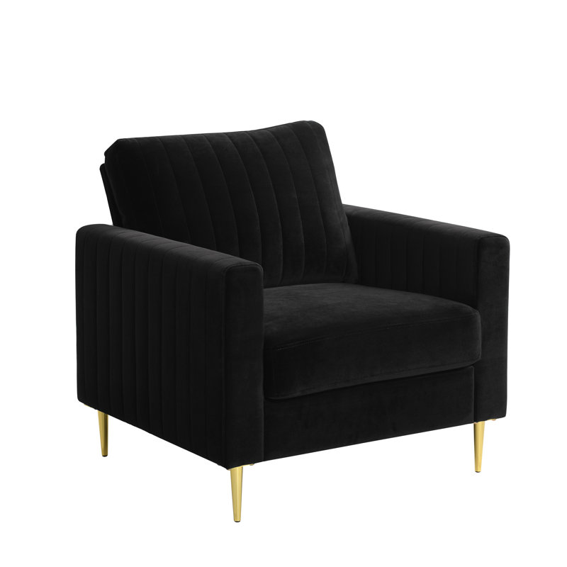 Lotsee Velvet Armchair, Black