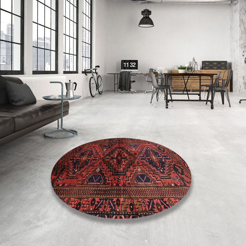 Tapis rouge / noir Southwestern, Rond 3 pi