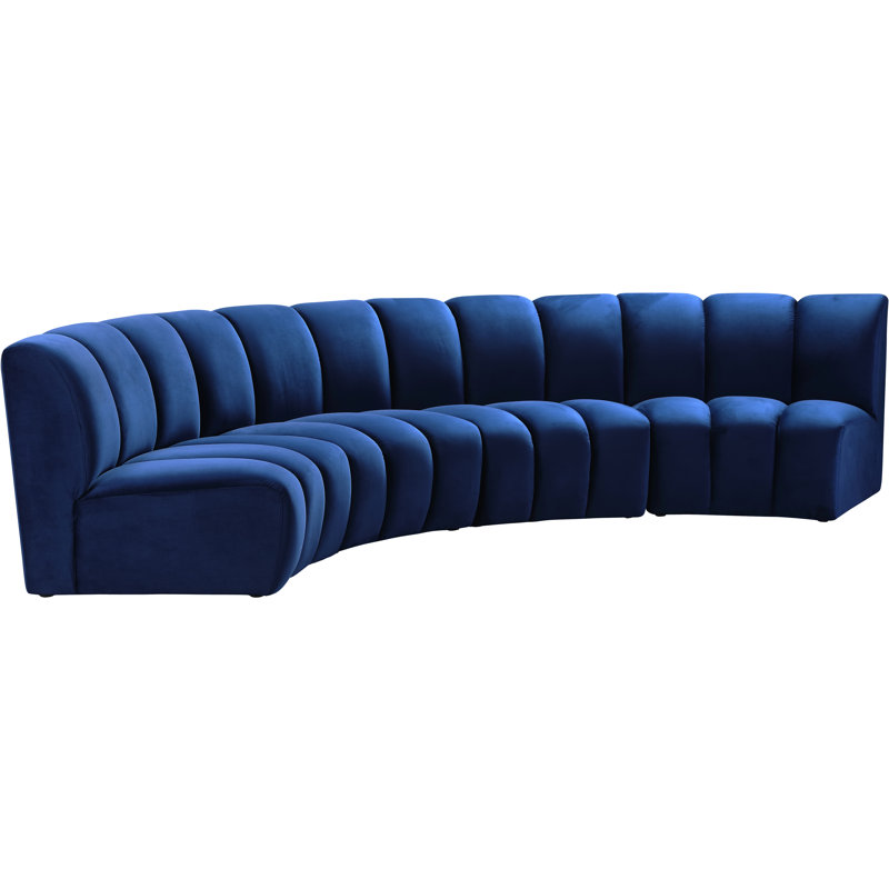 Canapé modulaire en velours Infinity, Velours bleu marine, 4 pièces