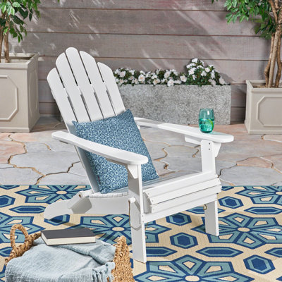 Chaise pliante en bois blanc - Style, résistant aux intempéries, panneaux à lattes emblématiques, 72 cm L x 92 cm P x 94 cm H, décoration de patio esthétique extérieure