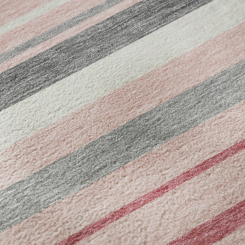 Premium Machine Washable Prisco Pink Rug, Rectangle 8' x 10'