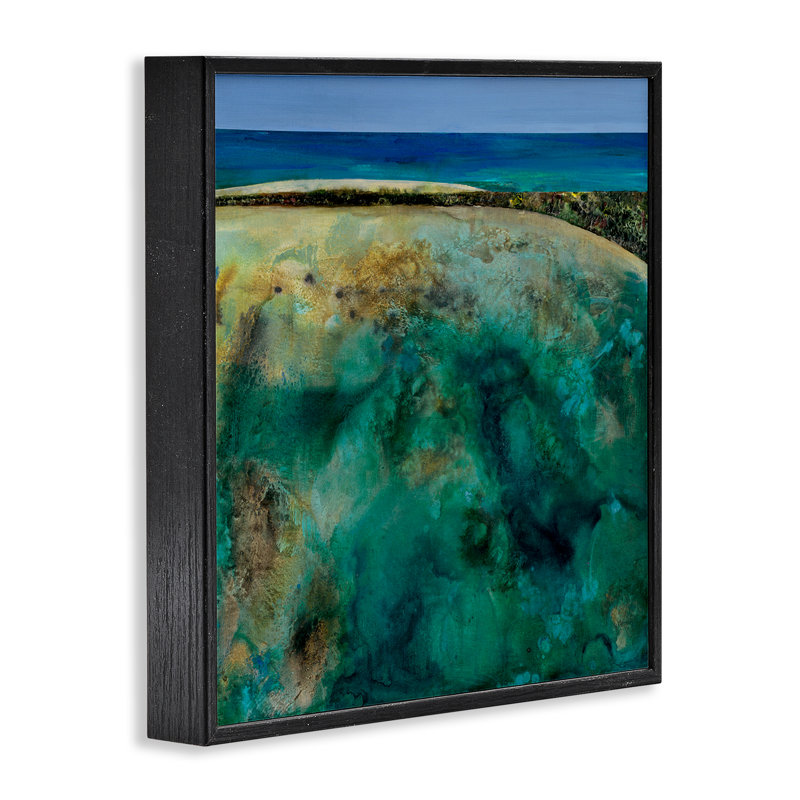  «Beachy Maritime Landscape», estampe numérique par Ngo, H 12 po x l 12 po, Giclée encadrée noir minuit