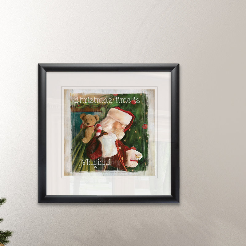 «Time for Santa», peinture, H 26,5 po x l 26,5 po x P 1,5 po, Blanc / aubergine / banane / brun clair / rouge br