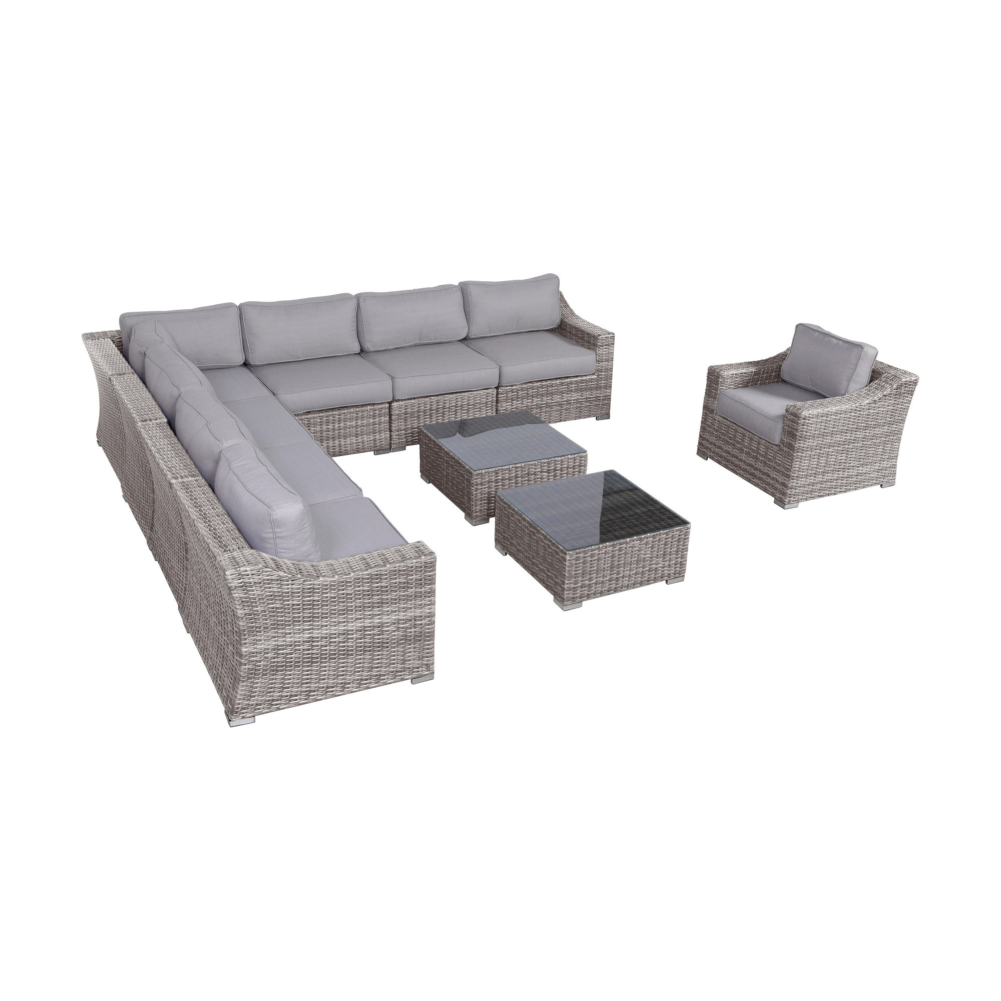 Saffi Wicker Fully Assembled 7 - Person Seating Group with Cushions, Mixed Gray