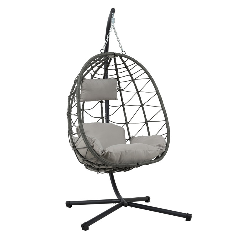 Élégant fauteuil à œufs en osier pour l'intérieur et l'extérieur avec support - parfait pour le patio et le balcon