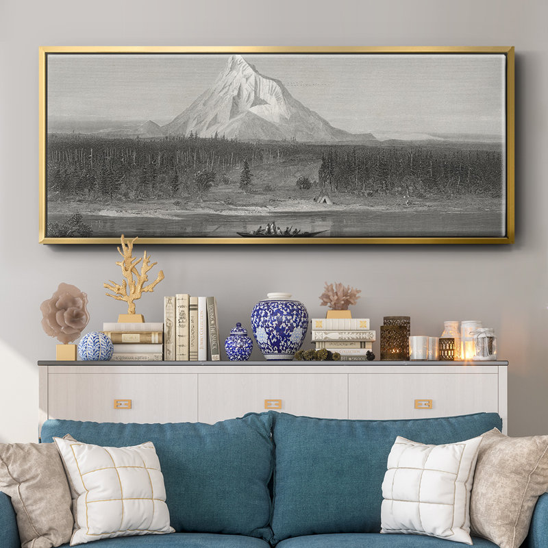 «Mount Hood from the Columbia», toile encadrée, H 20 po x l 50 po