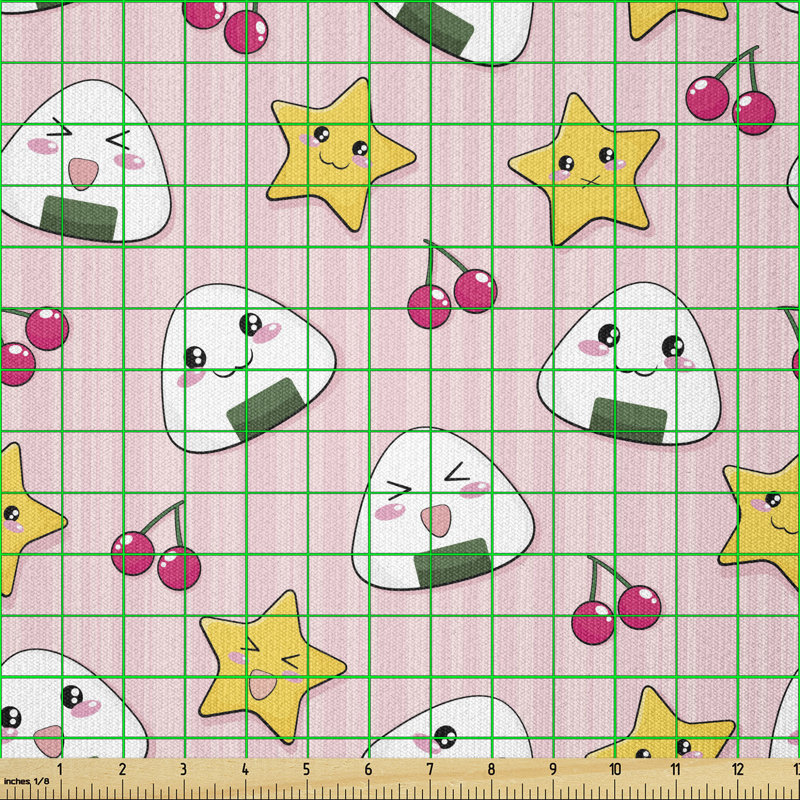 Deyonte Rice Ball Cherries Kawaii Anime Multi-Purpose Fabric