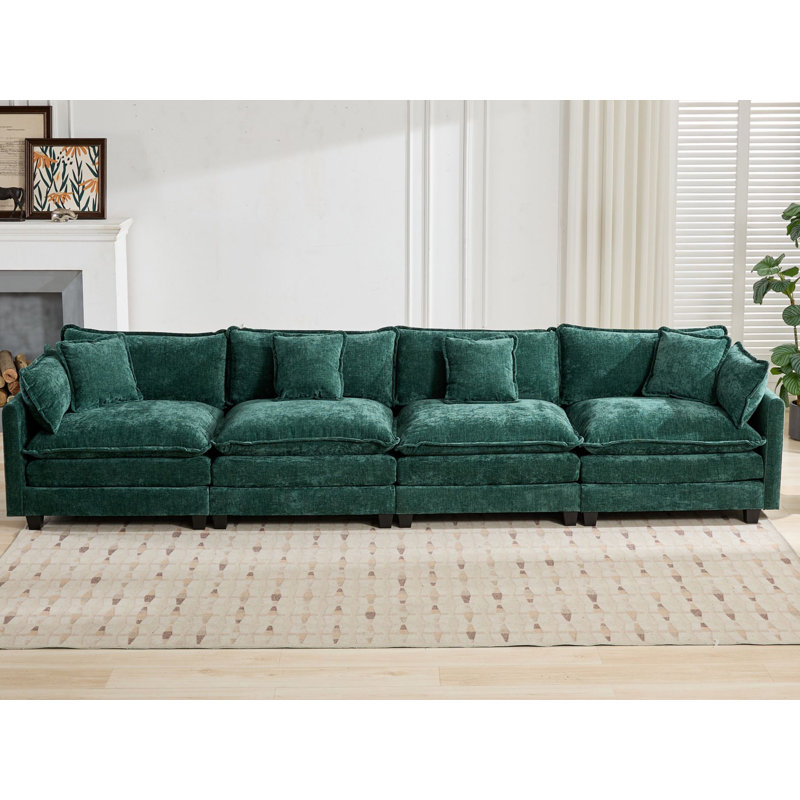 Très grand canapé modulaire Schmucker, Vert, H 33 po x l 149,6 po x P 35 po