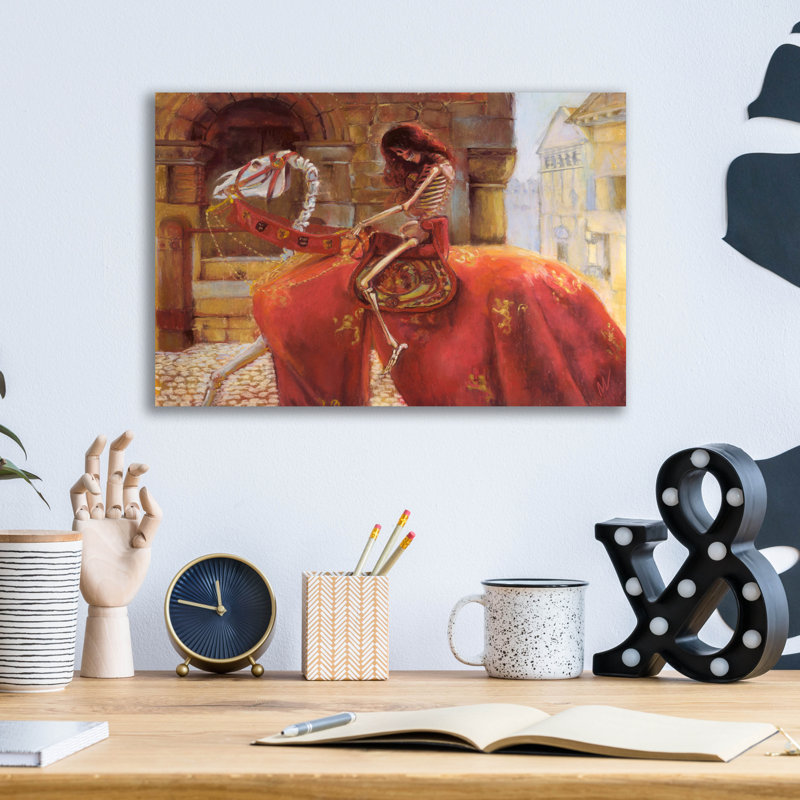 "Skelly Godiva" par Marie Marfia Fine Art, H 12 po x l 16 po x P 0,13 po