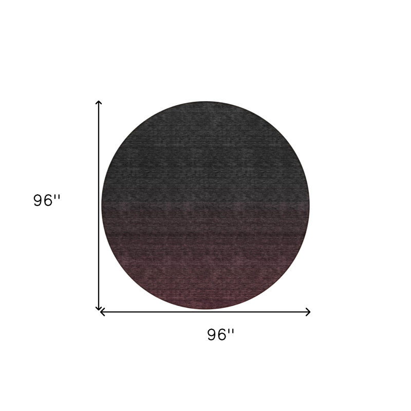 Tapis d'intérieur rond lavable abstrait 8 pi Merlot and Charcoal