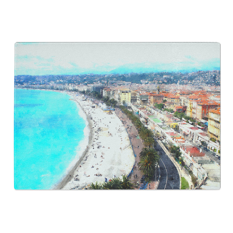 Nice Skyline in France Painting Chopping Board, 0.4cm H x 20cm W x 28.5cm L
