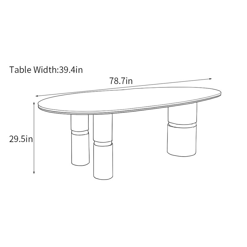 Table de salle à manger haut de gamme légère et luxueuse, H 29,5 po x L 78,7 po x l 39,4 po