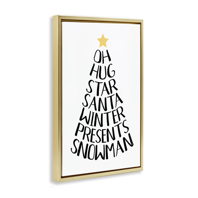 «Seasonal Christmas Christmas Tree», art mural sur toile flottant noir, design par Martina Pavlova, H 25 po x l 17 po