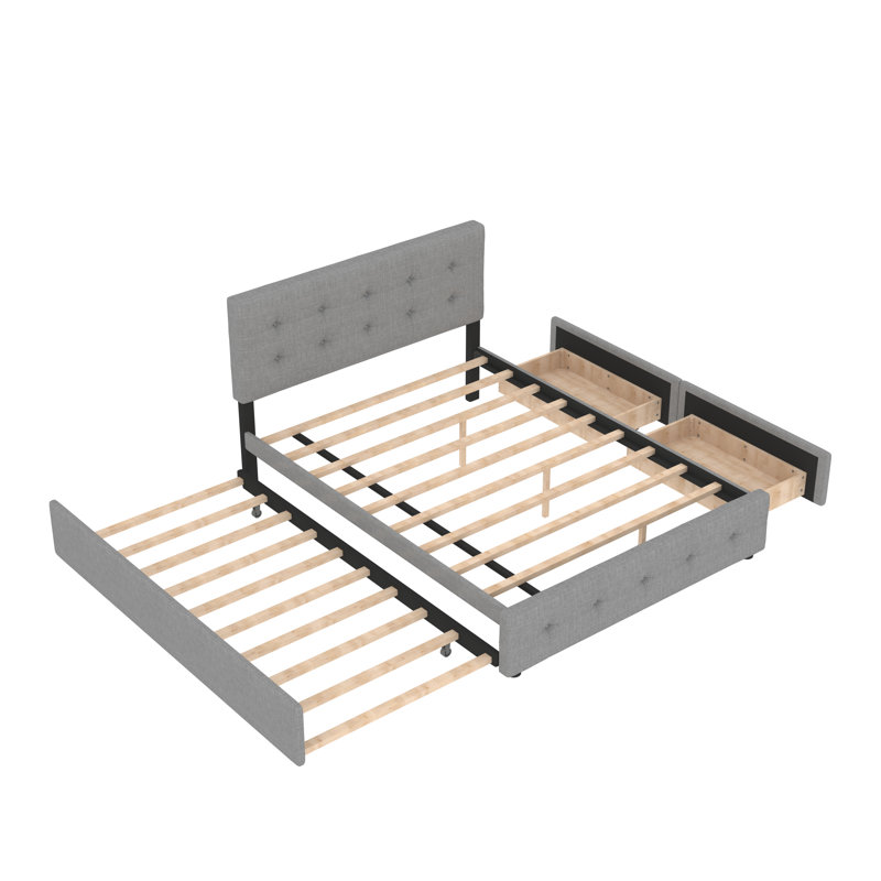 Mirre Upholstered Platform Storage Bed, Light Gray