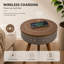 Table de bout ronde moderne intelligente, table d'appoint avec haut-parleur Bluetooth, P 15,7 po x H 24,3 po sans fil