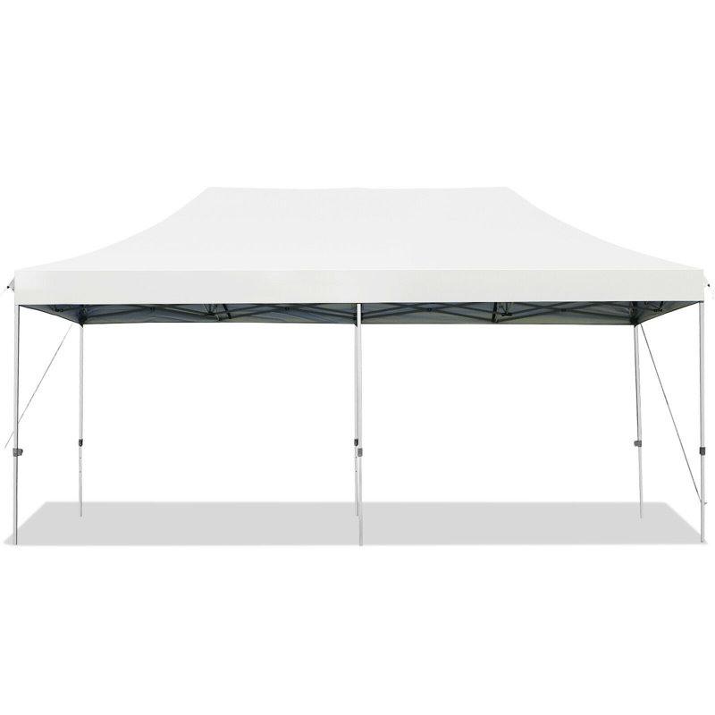 Abri de soleil robuste pliant réglable 10 'X 20' avec sac de transport - gris, Blanc