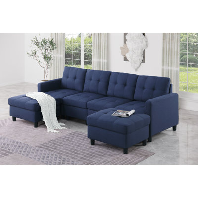 Kentrell 6-Piece Upholstered U-Shape Sectional Sofa With Ottoman by Ebern Designs
