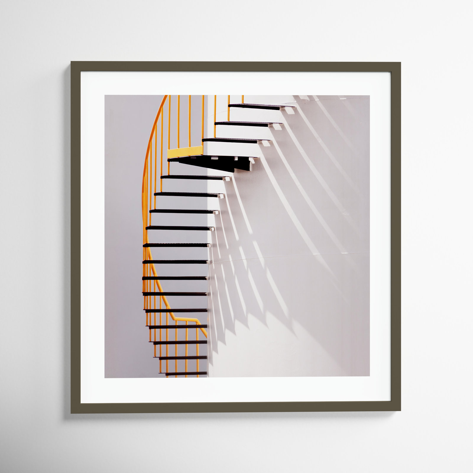 Yellow Staircase by Jacqueline Hammer, Gray Framed, 33" H x 31" W
