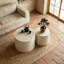 Set of 2 Beige Faux Marble Nesting Coffee Tables, Round Modern Circle Wooden Accent Side End Tables for Small Space Living Room Bedroom