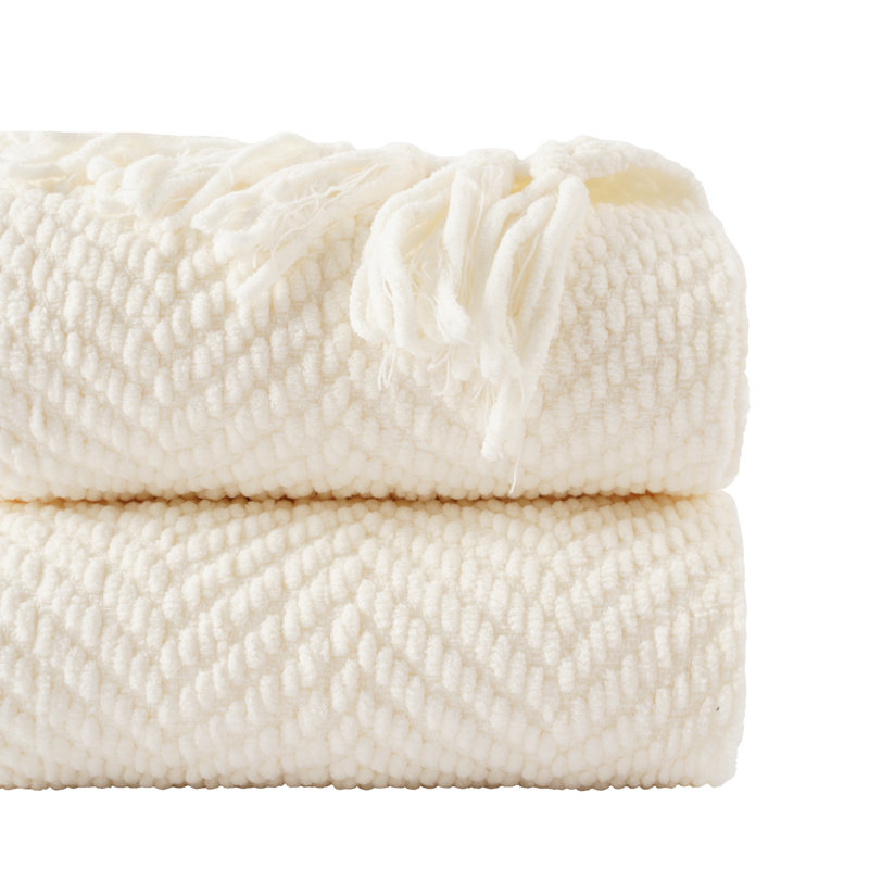Jeté pour canapé, jeté chaud super doux pour lit simple, couverture en chenille tissée en tricot polyvalente pour le décor de la chambre à coucher