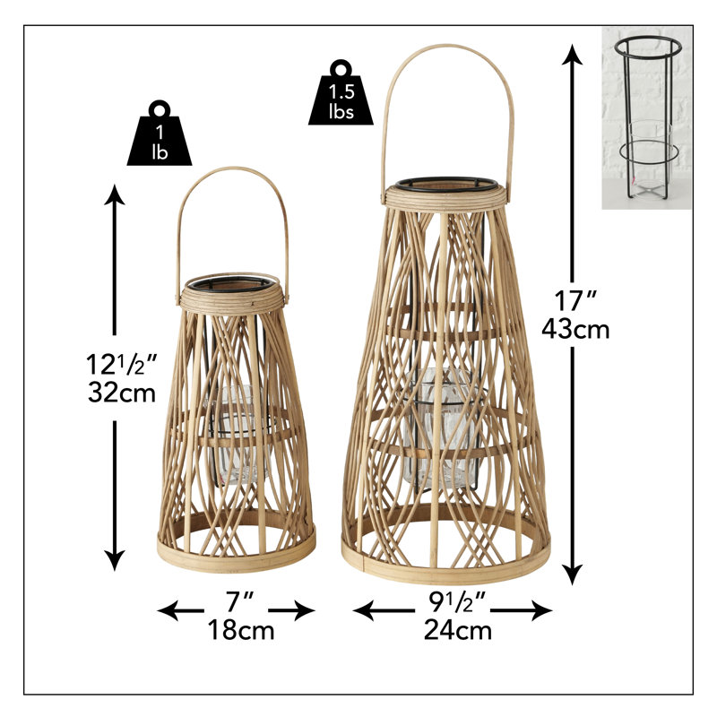 2 Piece Key West Cage Bamboo Lanterns