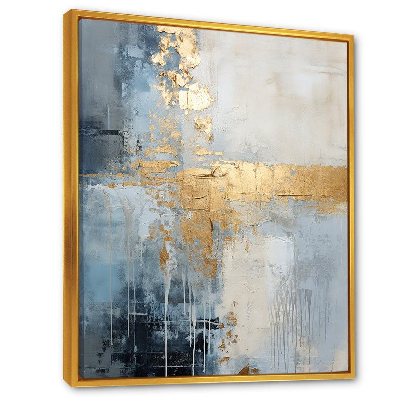 Beige et or simple paysage d'hiver - Paysage d'hiver encadré, art mural, H 20 po x l 12 po x P 1 po, Cadre flottant doré