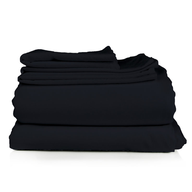 Ensemble de draps en micro-fibre, Ensemble de draps pour grand lit + un drap-housse , Noir