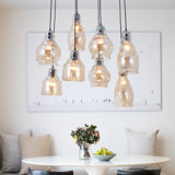  8 - Light Dimmable Cluster Pendant With Matte Black Finsh
