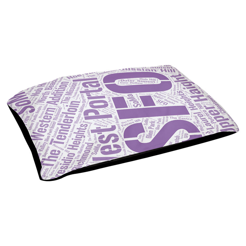 Coussin de chien « districts », Très grand (H 17 po x l 50 po x P 40 po), Mauve, Los Angeles