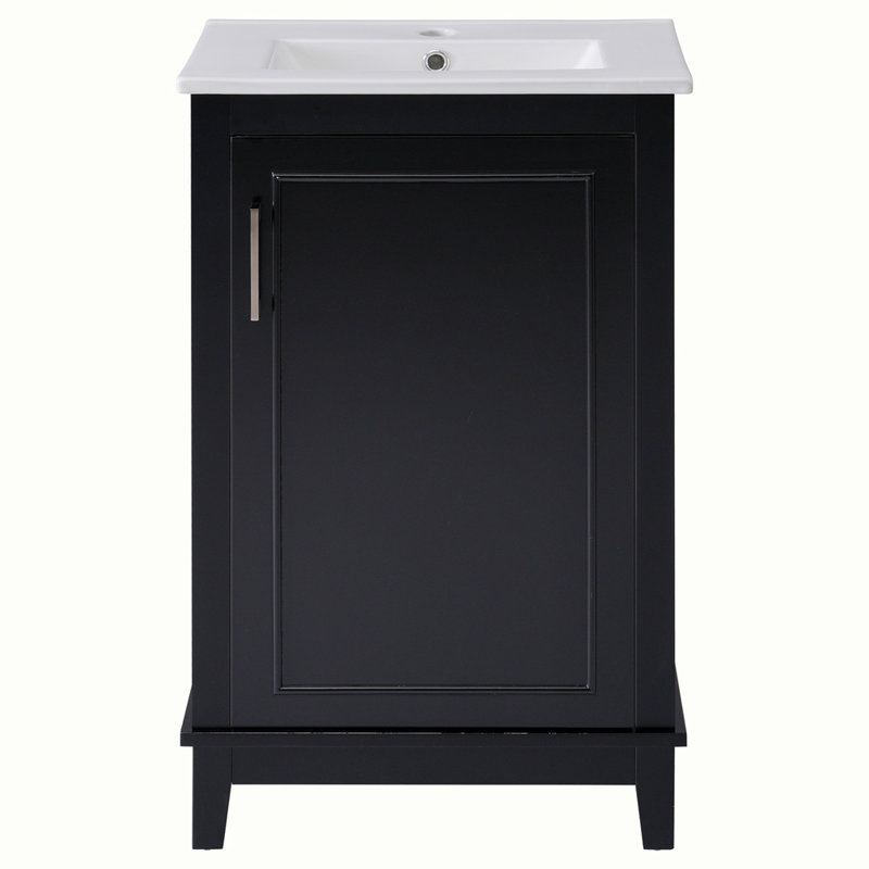 Petit meuble-lavabo moderne avec lavabo en céramique, Argent argent, Noir, noir, noir, noir