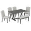 Ensemble de table de salle à manger de ferme 6 pièces TREXM, table à tréteaux rectangulaire et 4 chaises et banc rembourrés pour la salle à manger (gris antique)