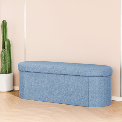 Bazine Upholstered Ottoman Bench Oval with Storage 43"x15"x15"