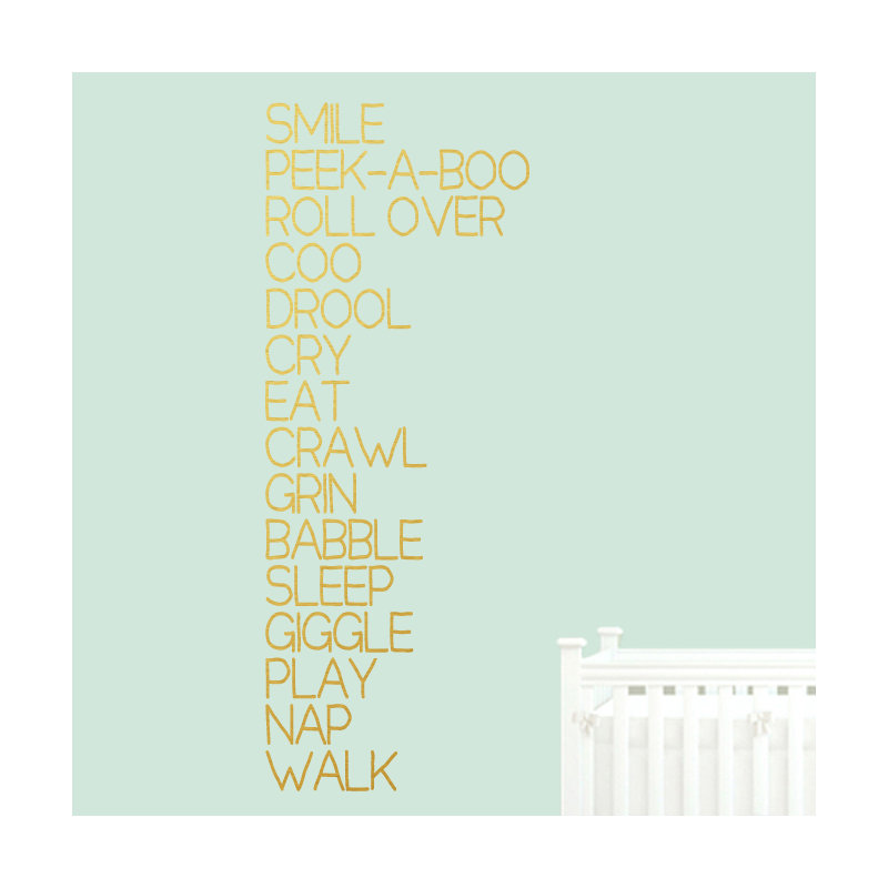 Décalcomanie murale « baby words », Or