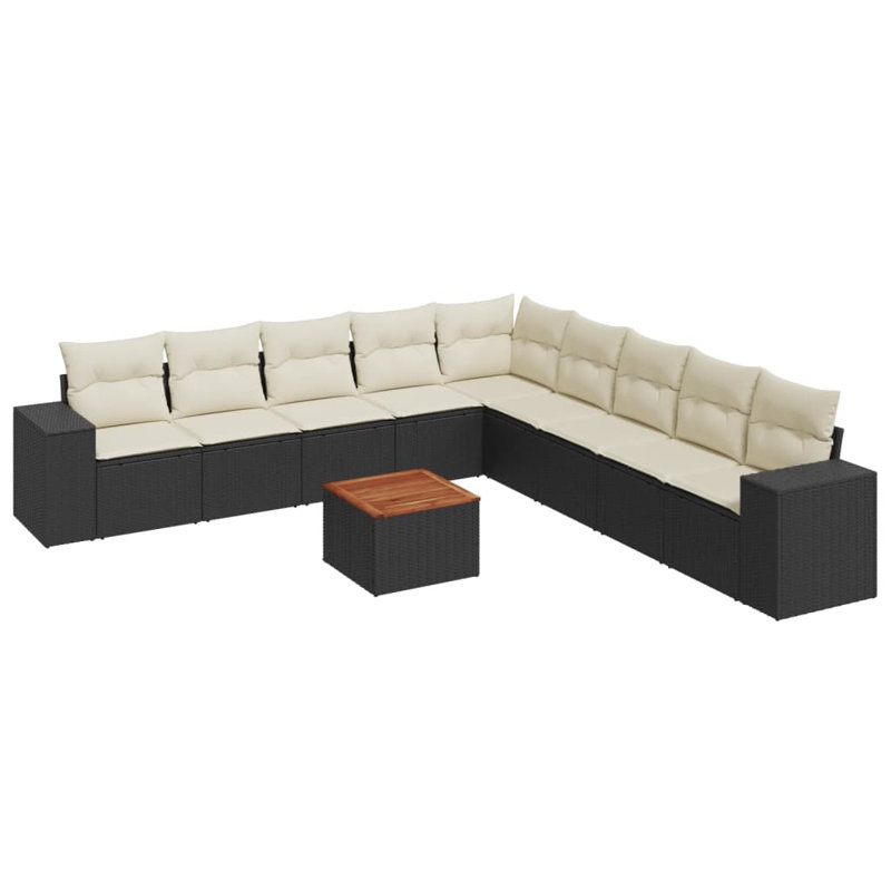 Ensemble de canapé de jardin Vidaxl noir, blanc crème