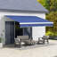 Auvents de patio 13 pi x 8 pi. Et manivelle à eau et manuelle, cadre en aluminium, bleu foncé pour différentes surfaces Auvent de jardin rétractable de 8 pi - bleu. Tissu aquatique. Manivelle. Cadre. Compatible avec terrasse, balcon.