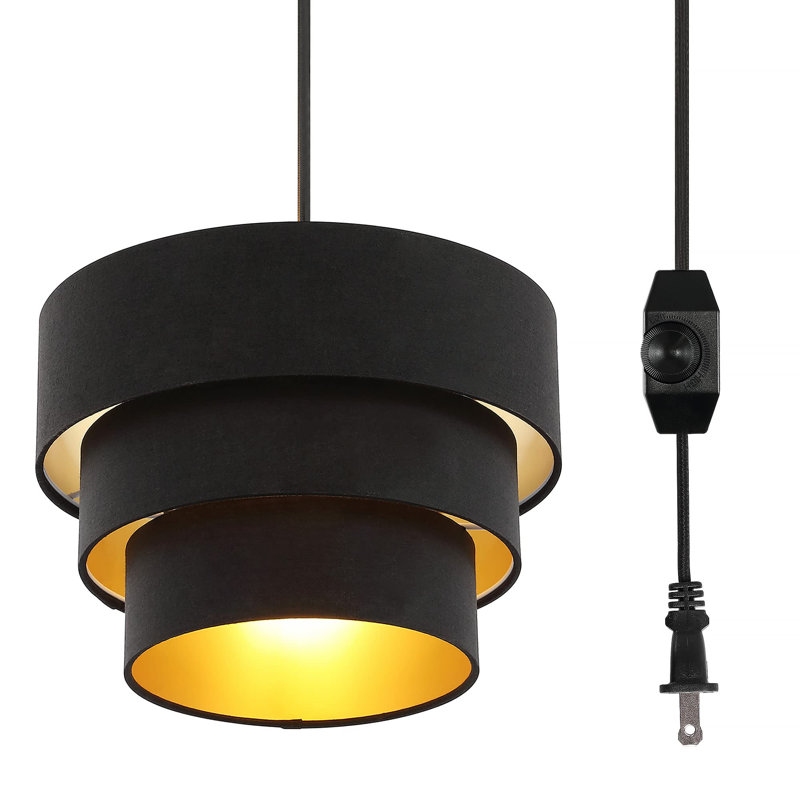 Luminaire suspendu tambour 1 lumière Daivon, Noir