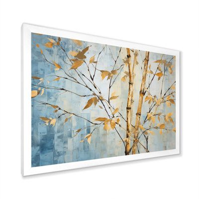 Or et bambou bleu sur toile