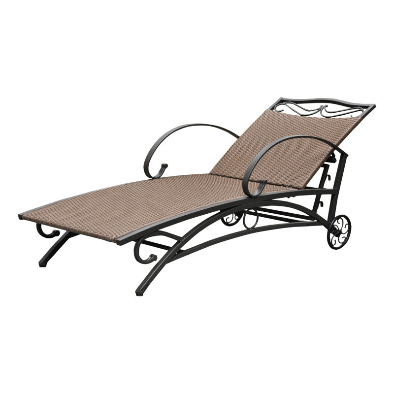 Oshin Outdoor Wicker Chaise Lounge, Antique Brown