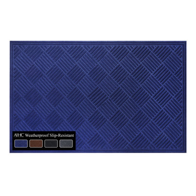 New Durable And Versatile Polypropylene Rubber Door Mat 36" x 60"  All Weather Inside Outside Checkered Design Doormat