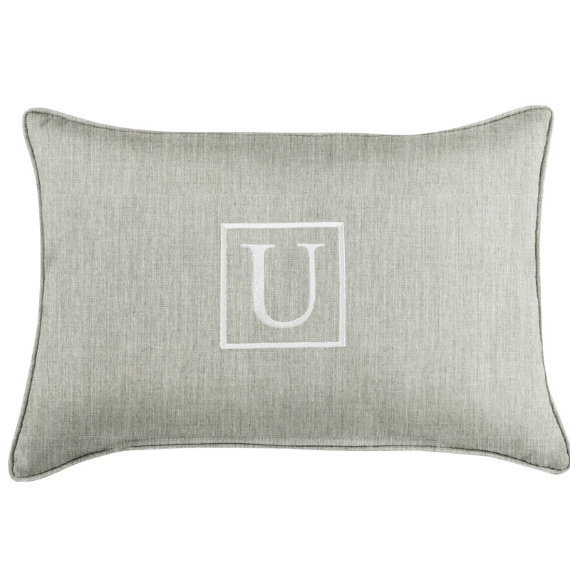 Kerrell Embroidered Sunbrella® Outdoor Throw Pillow, Granite Gray, U