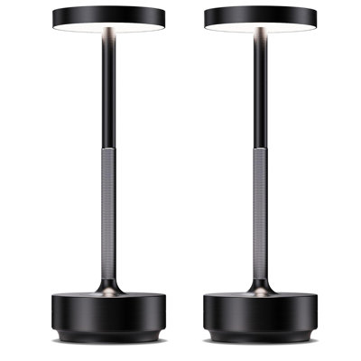 Paquet de 2 lampes de table rechargeables sans fil - Lampe de table à DEL à piles avec gradation continue en 3 couleurs, fonction mémoire - IP54 imperméable pour l'extérieur, le restaurant, le patio, le camping