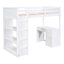 Lit mezzanine simple avec échelle, tablettes et bureau