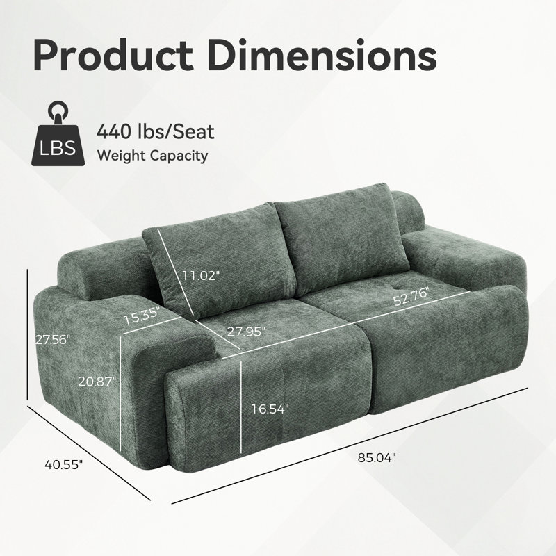 Boneless Oversized Boneless U-Shaped Modular Sectional Sofa, Chenille Upholstery And Deep Seats, No Assembly Required, Green